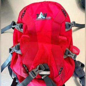 Woman Red Backpack